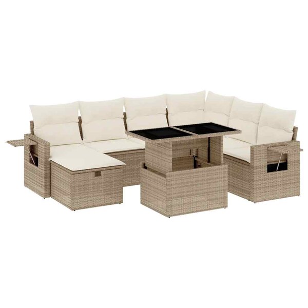 vidaXL Salon de jardin avec coussins 8 Pièces beige résine tressée