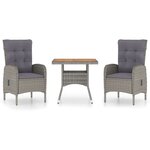 vidaXL Ensemble à manger de jardin 3 Pièces Résine tressée et acacia Gris