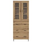 vidaXL Haut Armoire 2 Pièces Chêne artisanal Bois Aggloméré et Verre
