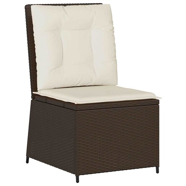 vidaXL Canapé de jardin avec coussin Marron Poly rotin