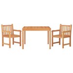 vidaXL Ensemble à manger de jardin 3 Pièces Bois de teck massif