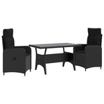 vidaXL Ensemble de repas extérieur 3 pc Noir polyrotin