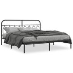 vidaXL Cadre de lit métal sans matelas et tête de lit noir 160x200 cm