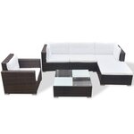 Salon de jardin meuble d'extérieur ensemble de mobilier 6 pièces avec coussins résine tressée marron 02_0016904