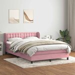 vidaXL Sommier à lattes de lit avec matelas rose 160x220 cm velours
