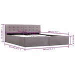 vidaXL Cadre de lit à stockage hydraulique Taupe Tissu 160x200 cm