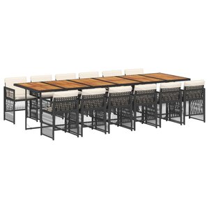 vidaXL Ensemble à manger de jardin 13 Pièces coussins noir résine tressée