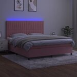 vidaXL Sommier à lattes de lit matelas et LED Rose 180x200 cm Velours