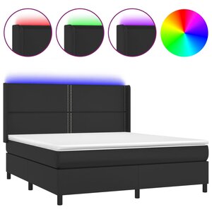 vidaXL Sommier à lattes de lit matelas LED Noir 180x200cm Similicuir