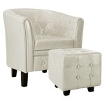 vidaXL Fauteuil avec repose-pied Blanc Similicuir