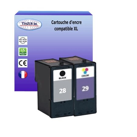 Cartouche compatible Lexmark N°28 + n°29 - Noir+Couleur - T3AZUR