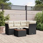 vidaXL Salon de jardin 5 Pièces avec coussins noir résine tressée