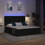 vidaXL Lit de rangement LED avec matelas Noir 180 x 200 cm Tissu