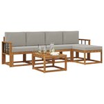 vidaXL Ensemble de canapés d'extérieur 6 Pièces Gris Naturel et Clair
