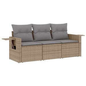 vidaXL Salon de jardin avec coussins 3 Pièces beige résine tressée