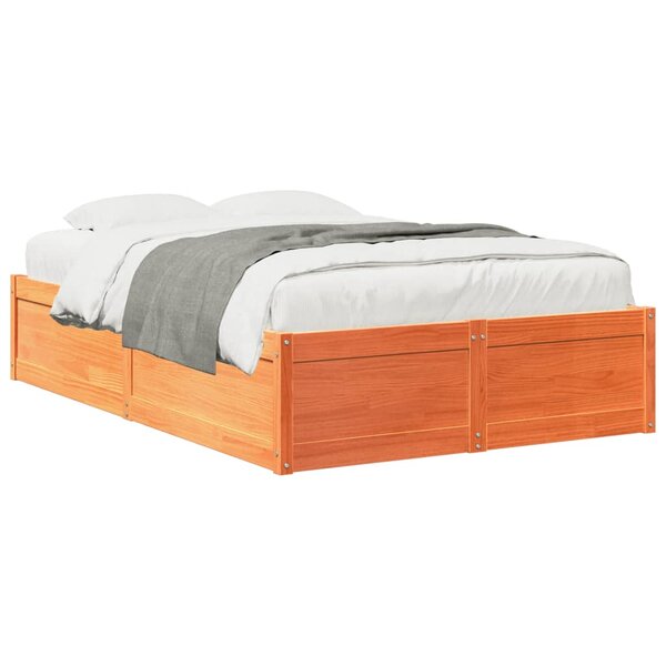 vidaXL Cadre de lit sans matelas cire marron 120x200cm bois pin massif