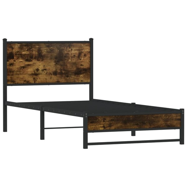 vidaXL Cadre de lit en métal sans matelas chêne fumé 80x200 cm