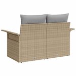 vidaXL Canapé de jardin 2 places avec des coussins beiges en poly rotin