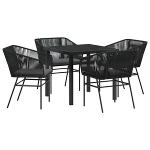 vidaXL Ensemble de salle à manger pour jardin 5 Pièces Noir Poly rotin