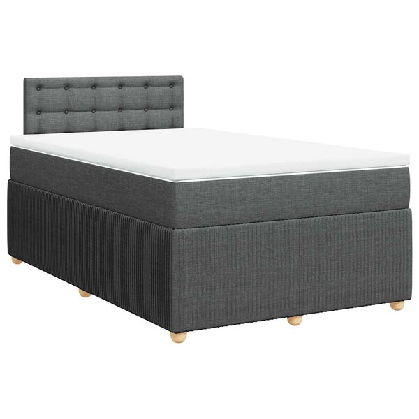 vidaXL Sommier à lattes de lit avec matelas gris foncé 120x190cm tissu