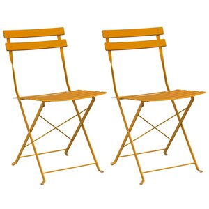 vidaXL Chaise de jardin pliante 2 pc Moutarde Métal