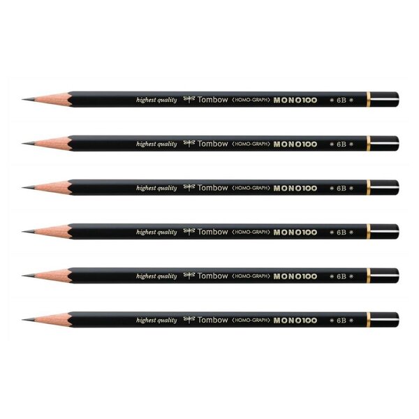 Crayon Graphite Haute Qualité MONO 100 6B x 6 TOMBOW
