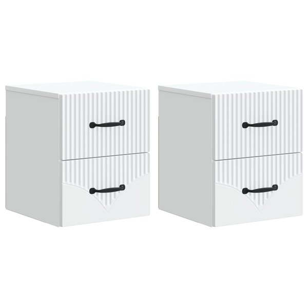 vidaXL Cabinet de chevet mural 2 Pièces Blanc 34 5 x 33 x 40 cm