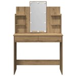 vidaXL Coiffeuse avec lumières LED chêne artisanal 96x40x142 cm