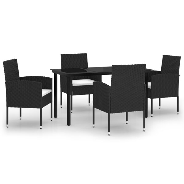 vidaXL Ensemble à manger de jardin 5 Pièces Noir