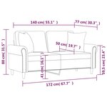 vidaXL Canapé 2 places avec oreillers cappuccino 140 cm similicuir