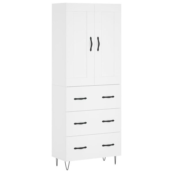 vidaXL Buffet haut Blanc 69 5x34x180 cm Bois d'ingénierie
