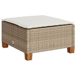 vidaXL Tabouret de jardin et coussin beige 63 5x56x32cm résine tressée