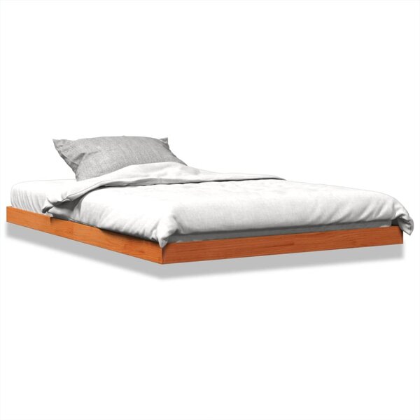 vidaXL Cadre de lit cire marron 135x190 cm bois de pin massif