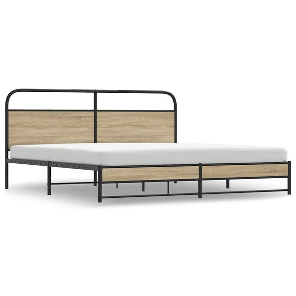 vidaXL Cadre de lit en métal sans matelas chêne fumé 200x200 cm