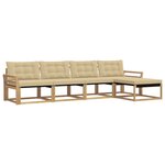 vidaXL Ensemble de canapés d'extérieur 5 Pièces Blanc et Beige