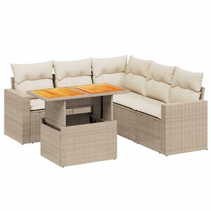 vidaXL Salon de jardin avec coussins 6 Pièces beige résine tressée