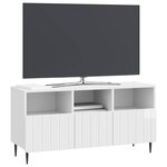 vidaXL Meuble TV Blanc brillant 102 x 34 5 x 50 cm Bois d'ingénierie