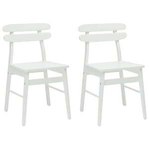vidaXL Chaise de salle à manger 2 Pièces Blanc Bois de Caoutchouc Massif