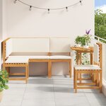 vidaXL Ensemble de salle à manger de jardin avec coussins - Bois d'acacia massif 4 pièces