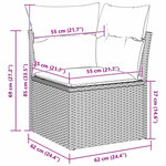 Ensemble de Sofa de Jardin 13 Pièces avec Coussins Gris Poly Rattan Acacia