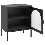 vidaXL Table de chevet noir 50x35x60 cm verre et acier