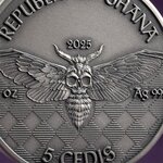 Pièce de monnaie en Argent 5 Cedis g 31.1 (1 oz) Millésime 2025 Memento Mori MINER