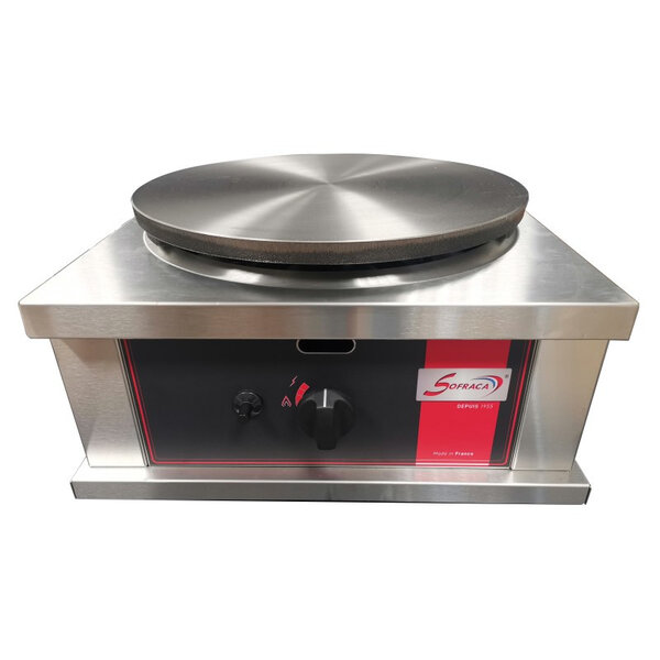 Crêpière gaz professionnelle carrée à usage intensif - ø 400 mm - sofraca -  - inox 472x512x251mm
