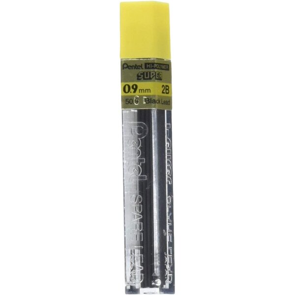 Etui de 15 mines HI POLYMER SUPER  0 9 mm- 2B x 12 PENTEL