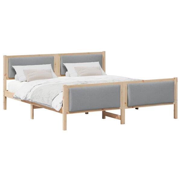 vidaXL Cadre de lit avec tête de lit Gris clair 180 x 200 cm tissu