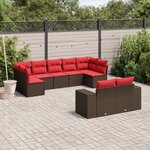 vidaXL Salon de jardin avec coussins 9 Pièces marron résine tressée