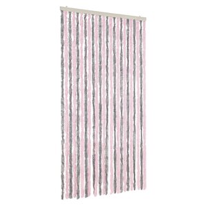 vidaXL Rideau anti-mouches gris argenté et rose 100x230 cm chenille