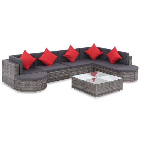vidaXL Salon de jardin 8 pièces avec coussins en résine tressée grise