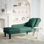 vidaXL Fauteuil long et coussin et accoudoir droit vert foncé velours