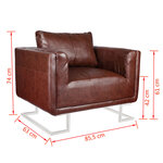 vidaXL Fauteuil cube avec pieds chromés Marron Similicuir